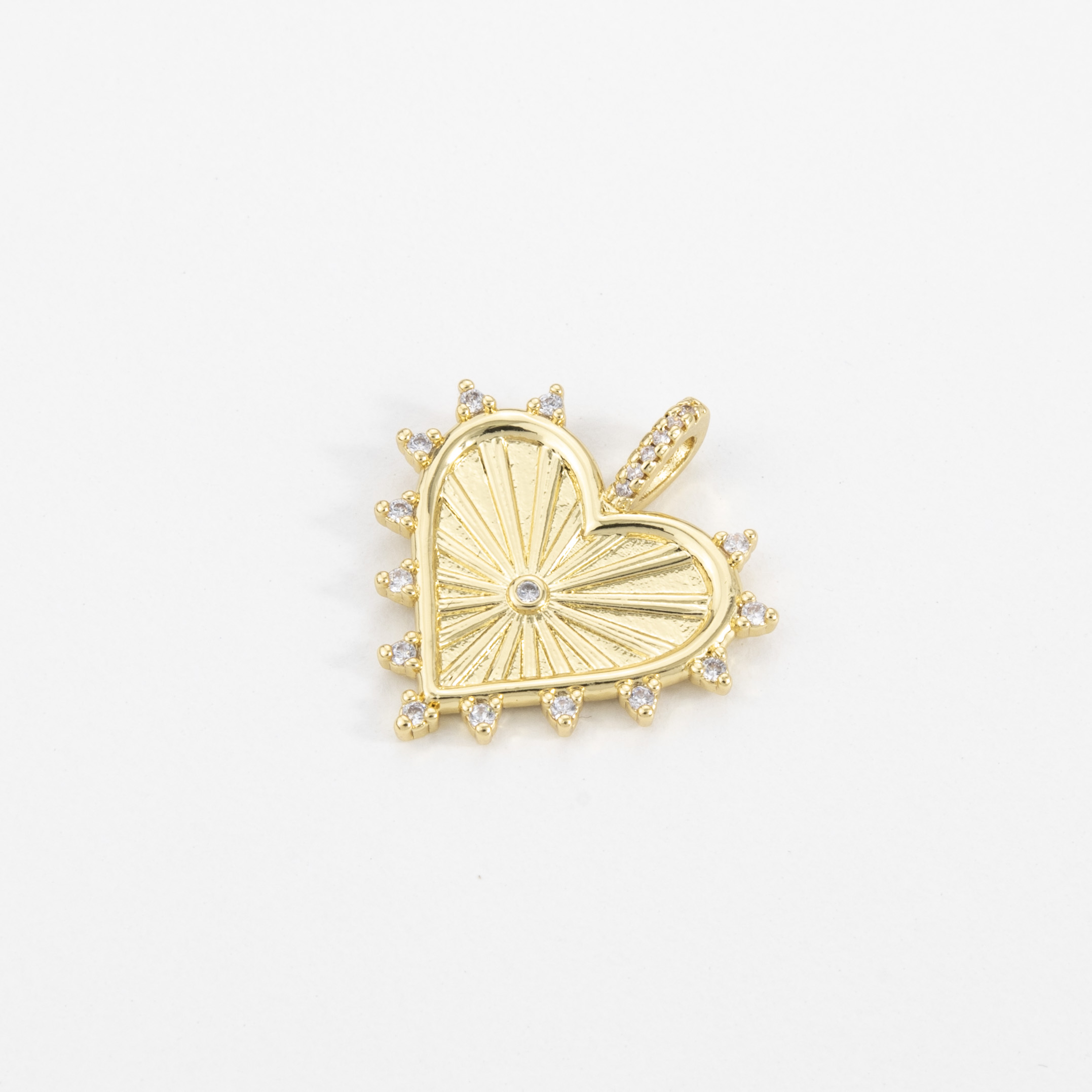 18565 Gold Plated Heart Pendant with Radiant Crystal Accents